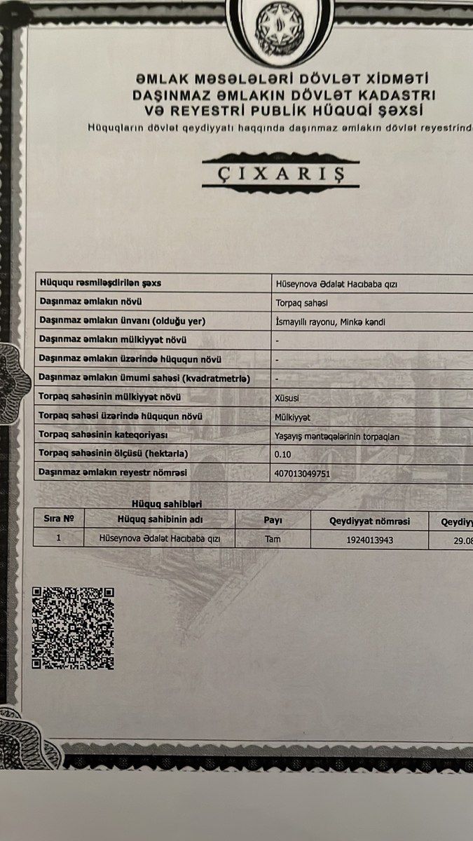 10 sot torpaq sahəsi, İsmayıllı r — Torpaq, İsmayıllı (7)