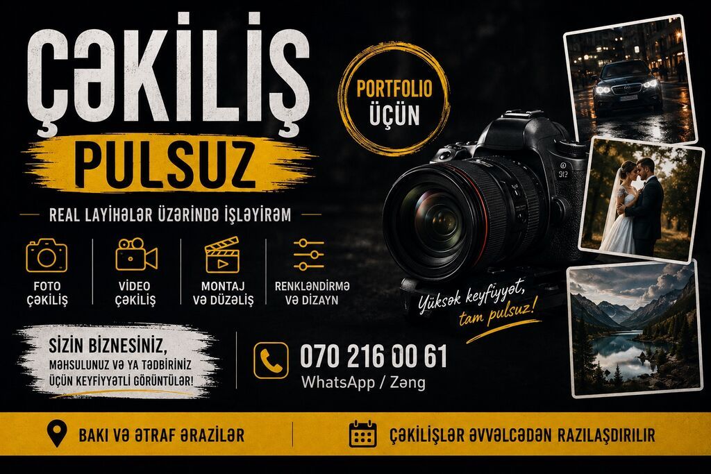 Fotoqraf, video operator, 26 yaş, 3-5 illik təcrübə, Natamam iş günü — Digər, Bakı