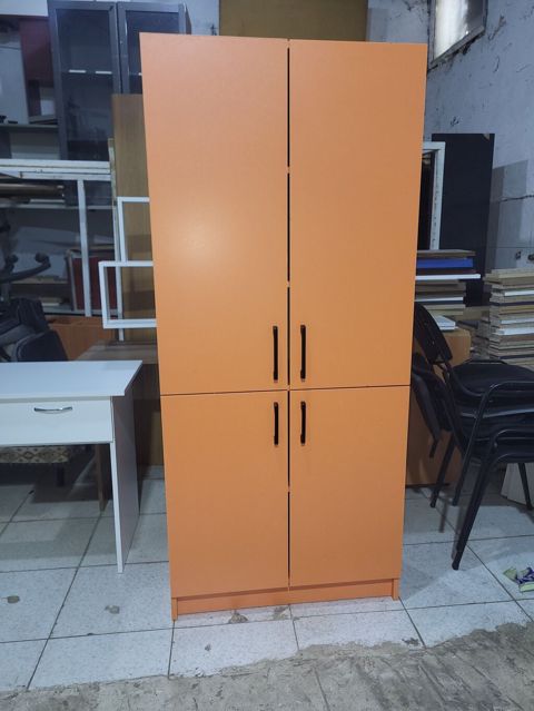 Narıncı rəngdə şkaf – 4 qapılı, çoxrəfli model - Material — Bakı