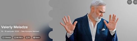 Valeriy Meladze konsertinə 2 bilet Valeriy Meladze konsertinə 2 bilet — Bakı