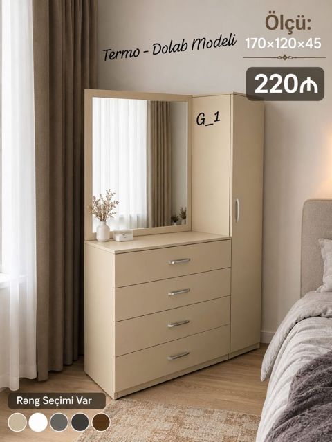 Termo – Dolab Modeli - Ölçü: 170 120 45 sm - Qiymət: 220 — Mehdiabad