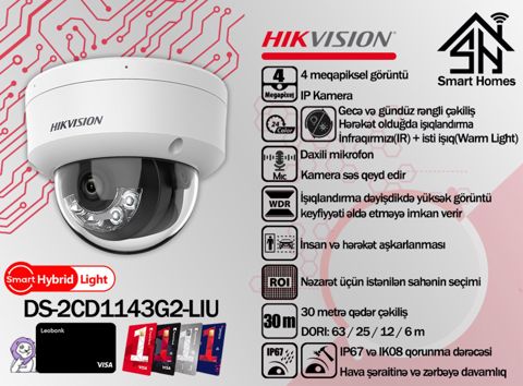 Hikvision 4MP IP videomüşahidə kamerası DS-2CD1143G2-LIU — Bakı