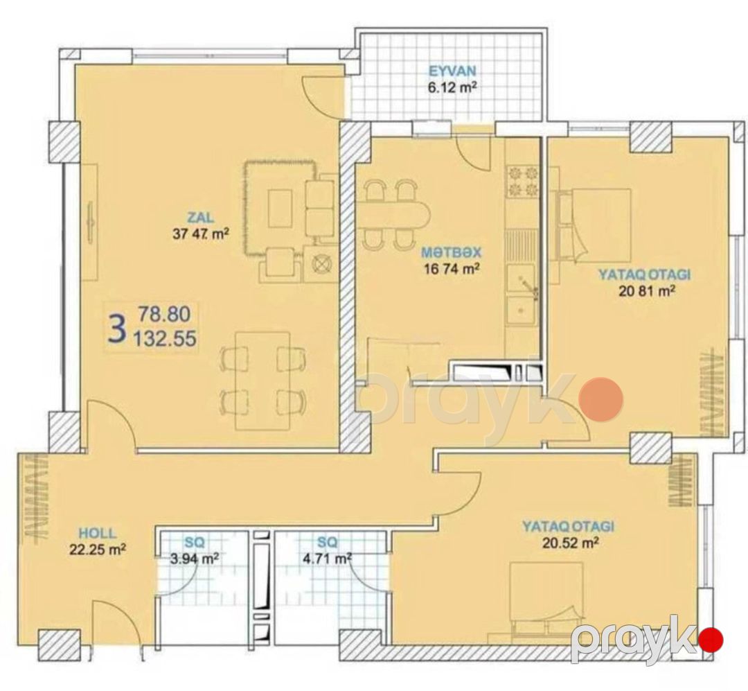 Satılır 3 otaqlı yeni tikili 135 m² — Mənzil, Bakı (2)