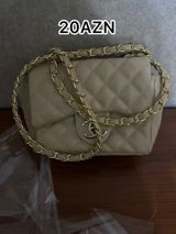 Bej rəngli çiyin çantası - Quilted (romb naxışlı) dizayn - Qızılı — ikinci_el_dunyam — Личные вещи