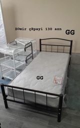 Dəmir çarpayı – tək nəfərlik model - Möhkəm metal karkas, dayanıqlı — Товары