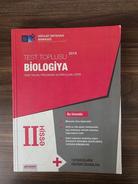 Məhsul: “Test Toplusu – Biologiya, II hissə (2019), Yeni Təhsil — Bakı