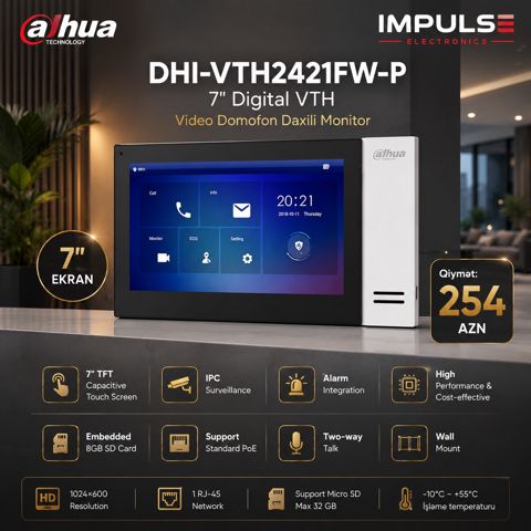 Dahua 7 Daxili Video Domofon – Sensor Ekran — Bakı