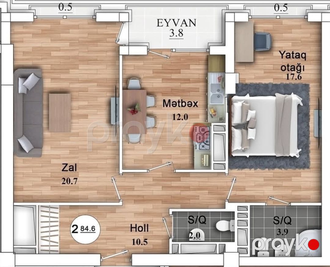 Satılır 2 otaqlı yeni tikili 74 m² — Mənzil, Bakı (2)