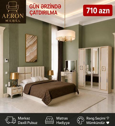 Aeron Mebel – Yataq otağı dəsti Yataq desti: Dolab:200×160×47 — Sumqayıt
