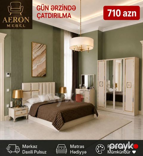 Aeron Mebel – Yataq otağı dəsti Yataq desti: Dolab:200×160×47