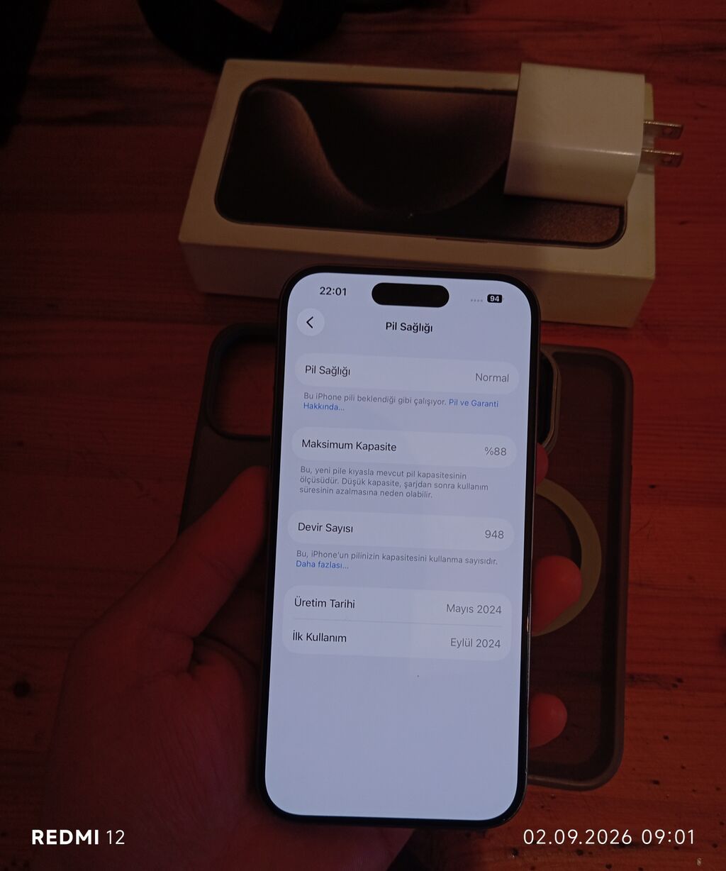 IPhone 15 Pro, 128 GB, Gümüşü, Simsiz şarj — Apple iPhone, Bakı (2)
