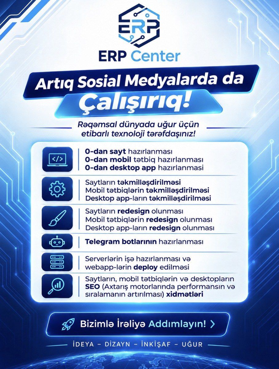 Biznes üçün fərdi proqram təminatı və ERP sistemlərinin hazırlanması — Xidmətlər, Bakı (5)