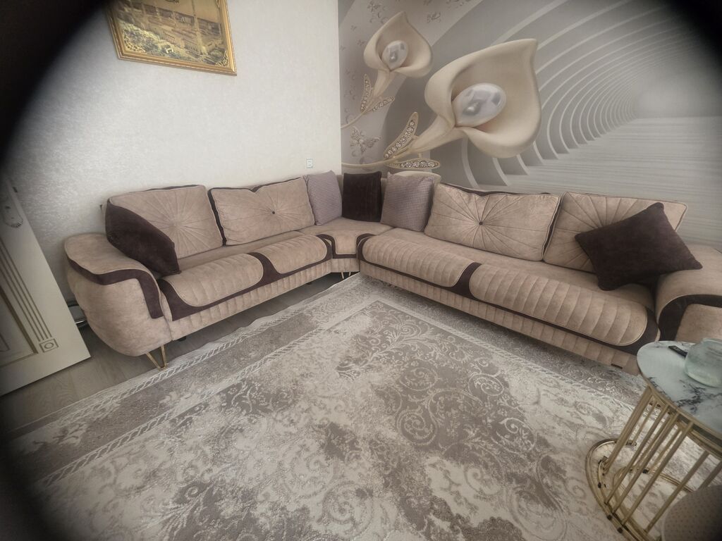 Künc divan, İşlənmiş, Açılan, Bazalı, Vеlur parça, Çatdırılma yoxdur — Divanlər, Gəncə (2)