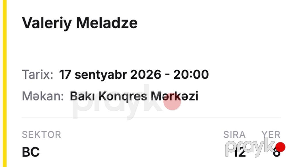 Valeriy Meladze konsertinə 2 bilet Valeriy Meladze konsertinə 2 bilet — Digər, Bakı (3)