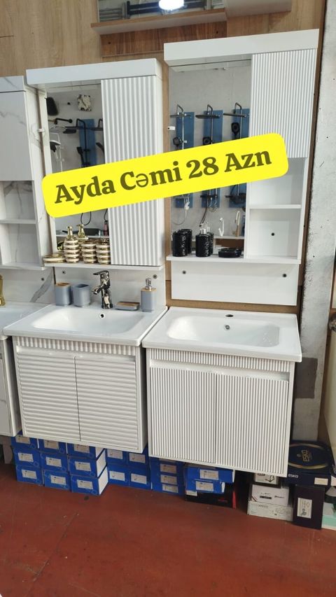 Daxili Kredit Mövcuddur Ağ rəngli hamam mebel dəsti Moydadır moydador — Bakı