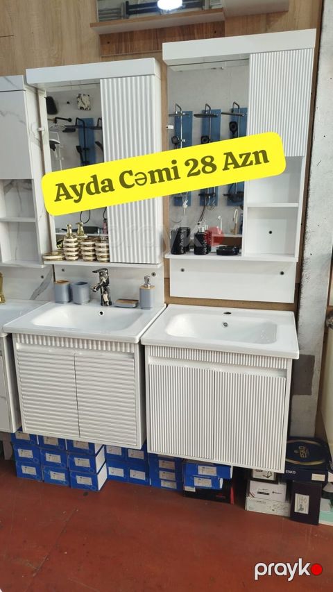 Daxili Kredit Mövcuddur Ağ rəngli hamam mebel dəsti Moydadır moydador — Bakı
