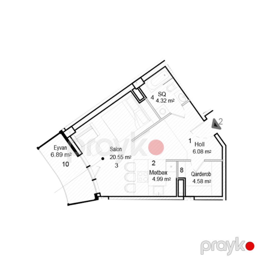Satılır 1 otaqlı yeni tikili 54.3 m² — Mənzil, Bakı (8)