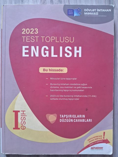 İngilis dili Testlər 11-ci sinif, DİM, 1-ci hissə, 2023 il — Bakı