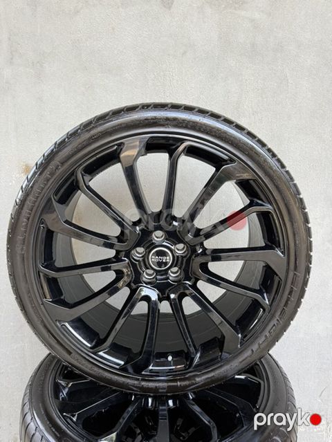 Range Rover üçün orijinal qara parıltılı disklər və şin komplekti - 4 — Qobu