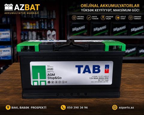 TAB, 80 ah, Orijinal, Almaniya, Yeni — Bakı