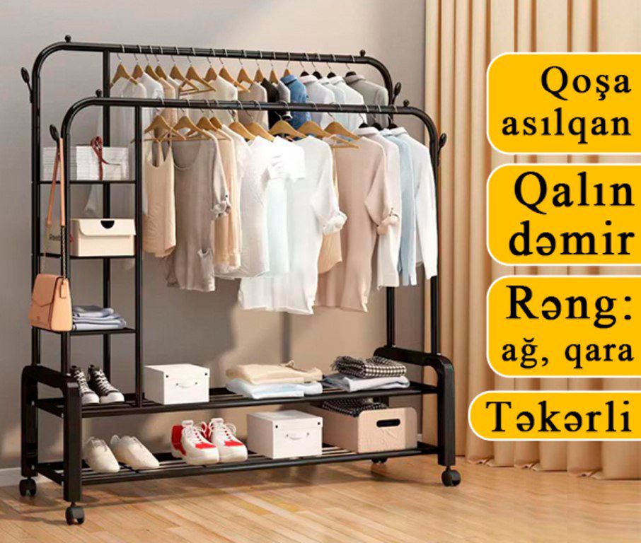 Paltar asılqanı "Qalın dəmir + Rəflər" — Matraslar, Bakı