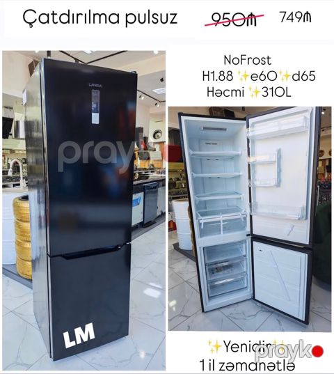 Lanova NoFrost soyuducu 749₼ Hündürlüyü :188sm Eni — Bakı