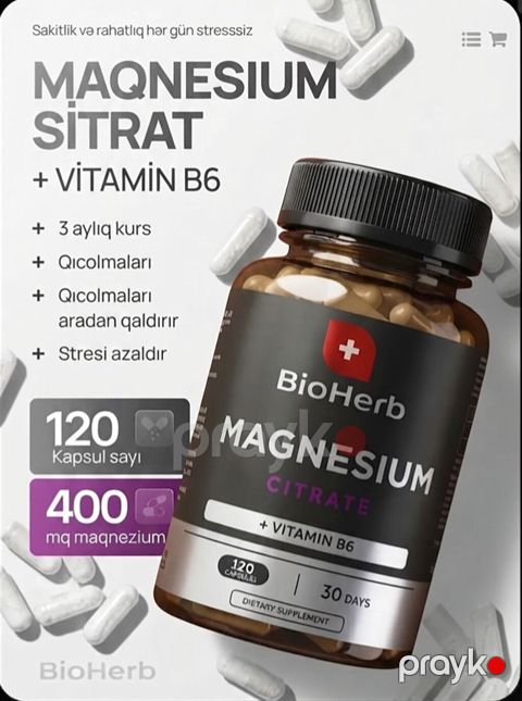 BioHerb Magnesium Citrate + Vitamin B6 kapsulları Məhsulun — Bakı