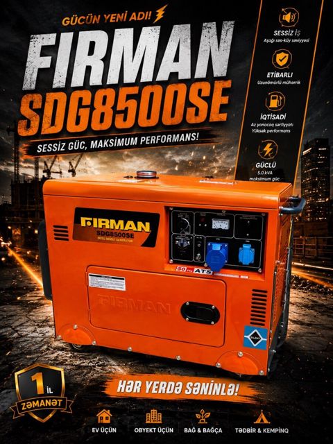 Generator Firman SDG850 SE ATS Dizel — Bakı