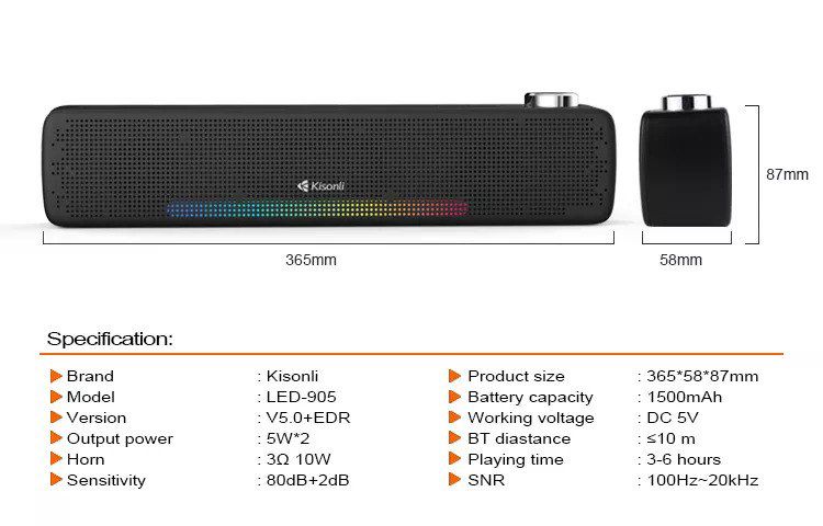 Dinamik RGB Bluetooth "Kisonli LED-905" — Səs texnikası, Bakı (7)