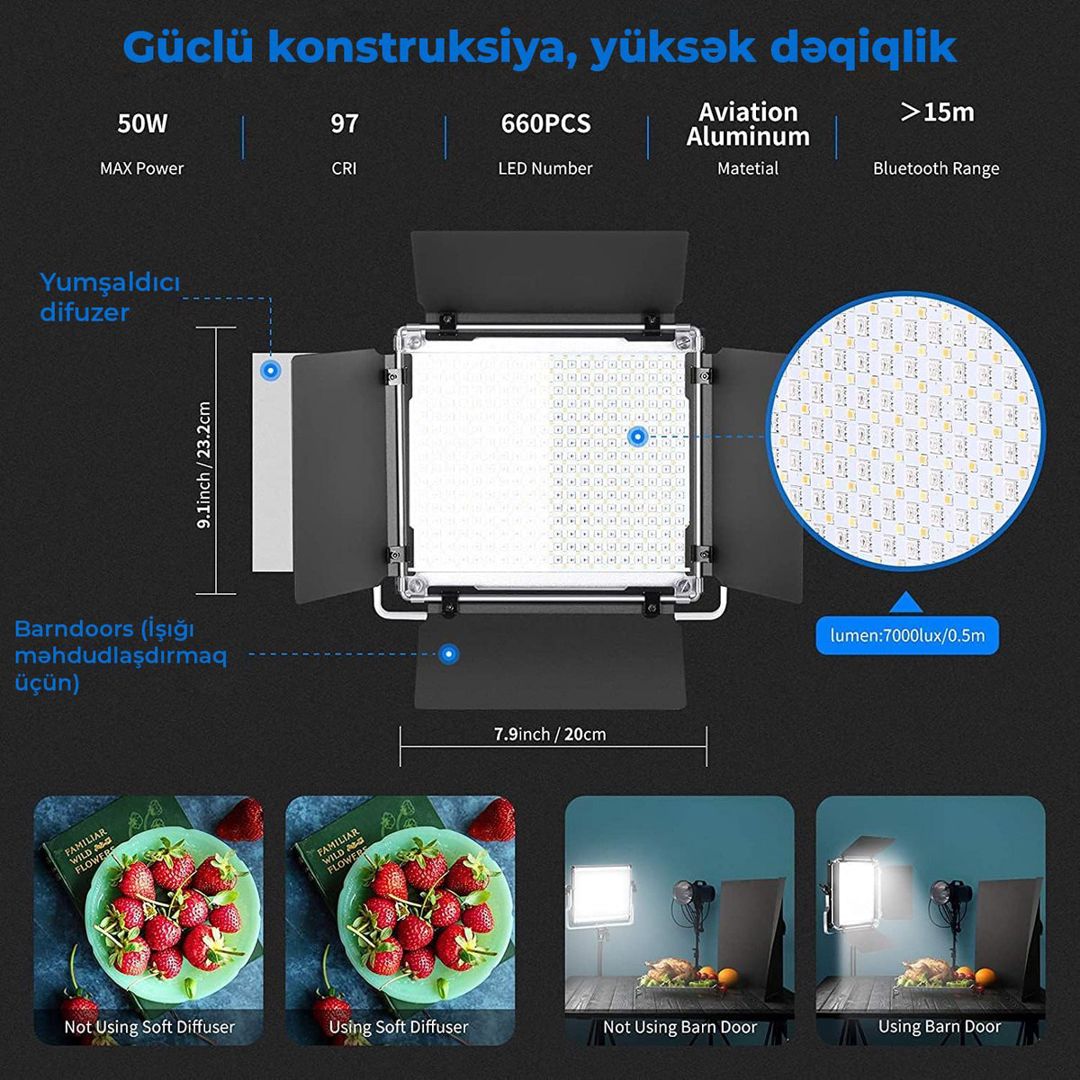 “Neewer 660 Pro RGB” çəkiliş üçün LED panel işıqlandırma — Foto və video texnikası, Bakı (4)