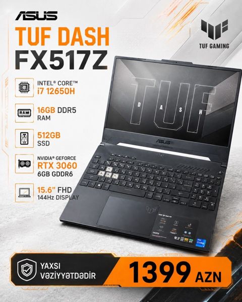Asus Tuf Dash Gaming i7 12650H — Bakı