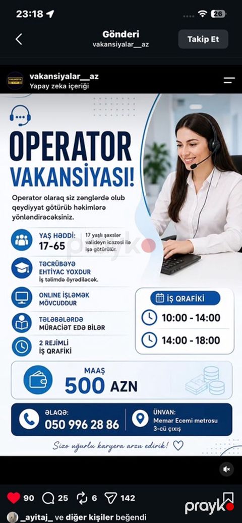 Çağrı mərkəzi operatoru tələb olunur, Tələbələr, Təcrübəsiz, Aylıq ödəniş — Bakı