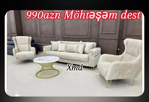 Möhtəşəm mebel dəsti – 990 AZN Tərkib: - 3 nəfərlik divan - 2 ədəd — Bakı