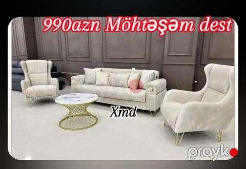 Möhtəşəm mebel dəsti – 990 AZN Tərkib: - 3 nəfərlik divan - 2 ədəd — Bakı