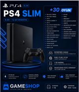Sony PlayStation 4 Slim + 30 oyun — Gameshop - PS Service — Elektronika