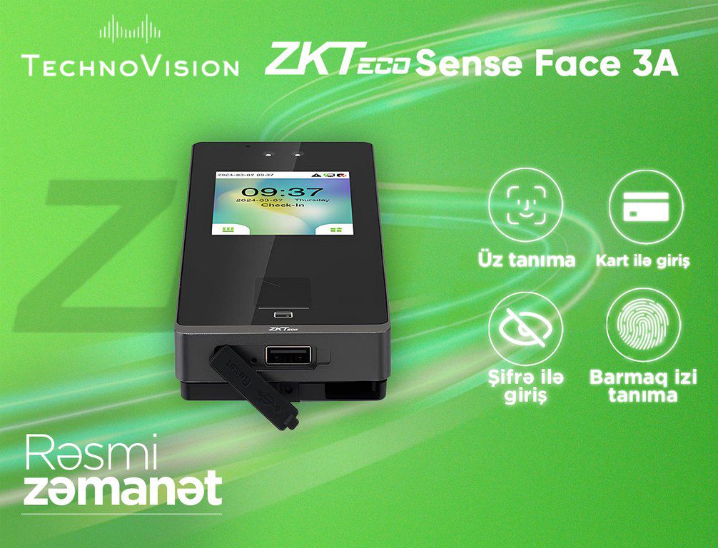 ZKTeco SenseFace 3A üz tanıma cihazı — Təhlükəsizlik sistemləri, Bakı (2)