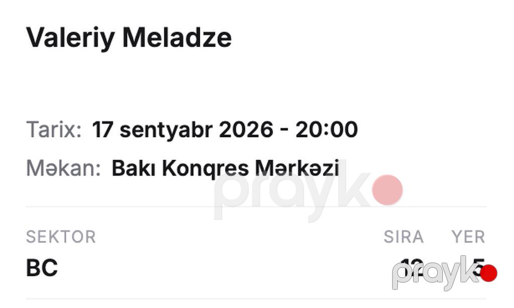 Valeriy Meladze konsertinə 2 bilet Valeriy Meladze konsertinə 2 bilet — Digər, Bakı (2)