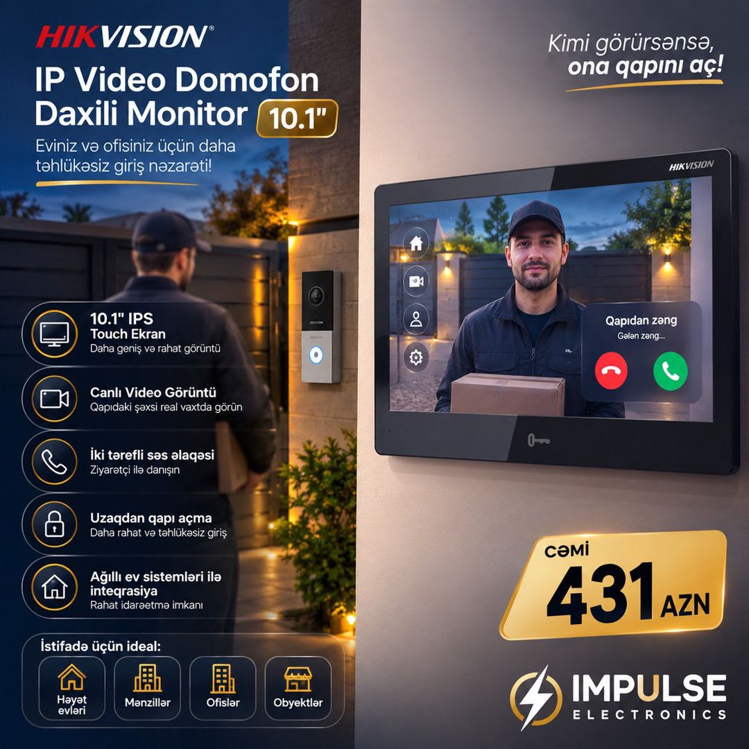 Domofon Hikvision 10.1" DS-KH9510-WTE1(B) — Təhlükəsizlik sistemləri, Bakı (2)