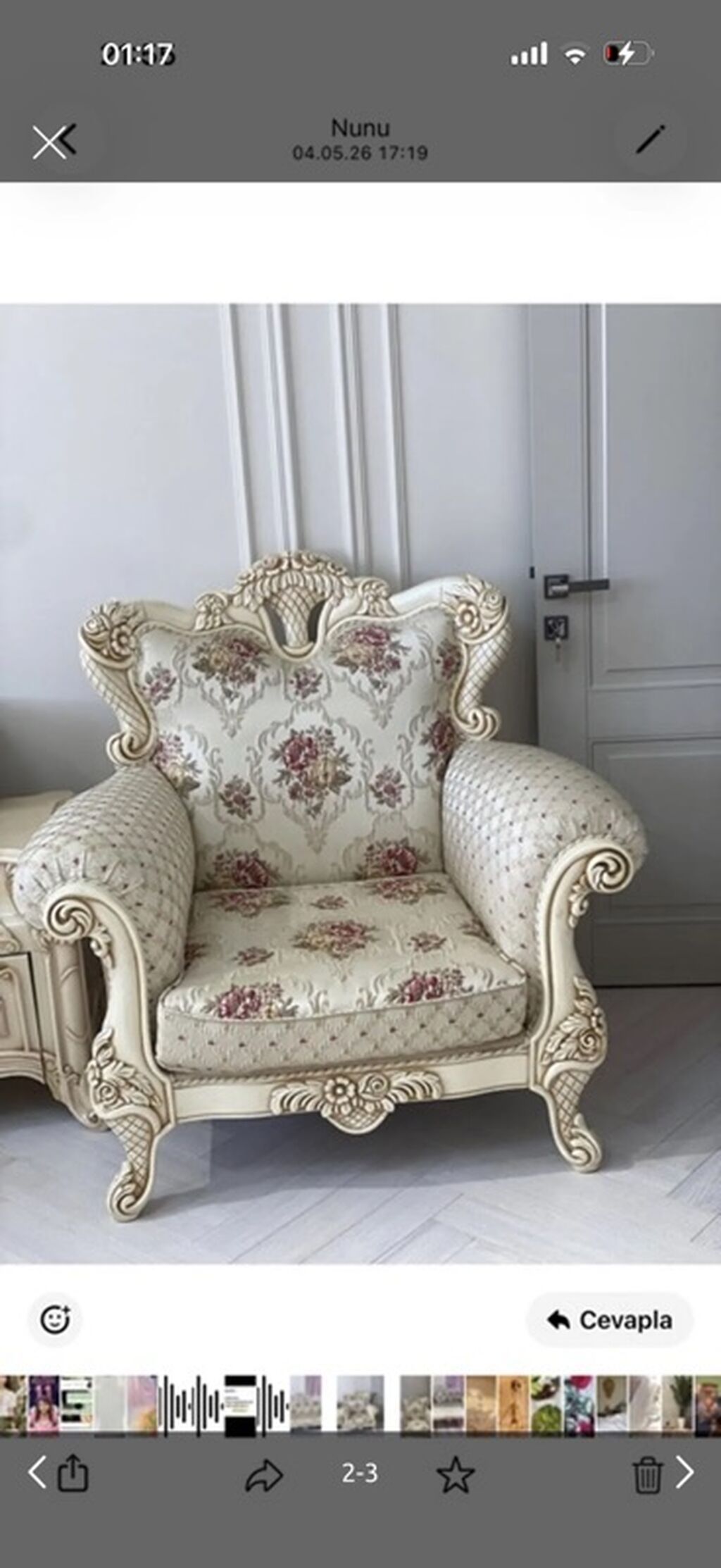 Klassik üslubda salon dəsti - 3 nəfərlik divan və 1 ədəd kreslo — Mebel, Bakı (2)