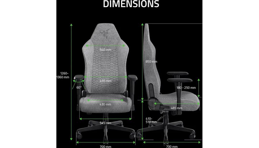 Kreslo Razer chair Iskur V2 X, fabric, 2D-Armrests, light Grey RZ38-05310200-R3G1 — Mebel, Bakı (5)