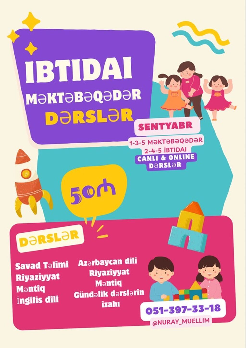Məktəbəqədər və ibtidai sinif hazırlığı, Azərbaycan dili, Onlayn — Uşaqların inkişafı, logoped, Digah (3)