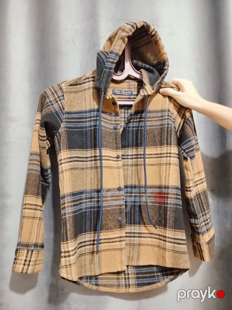 Kapüşonlu flanel köynək - Naxış: Klassik kvadrat/çəpəli (plaid) — Digah