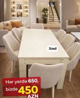 Yemək masası və 6 ədəd stul dəsti - Rəng: krem/bez - Stil: müasir — Goods