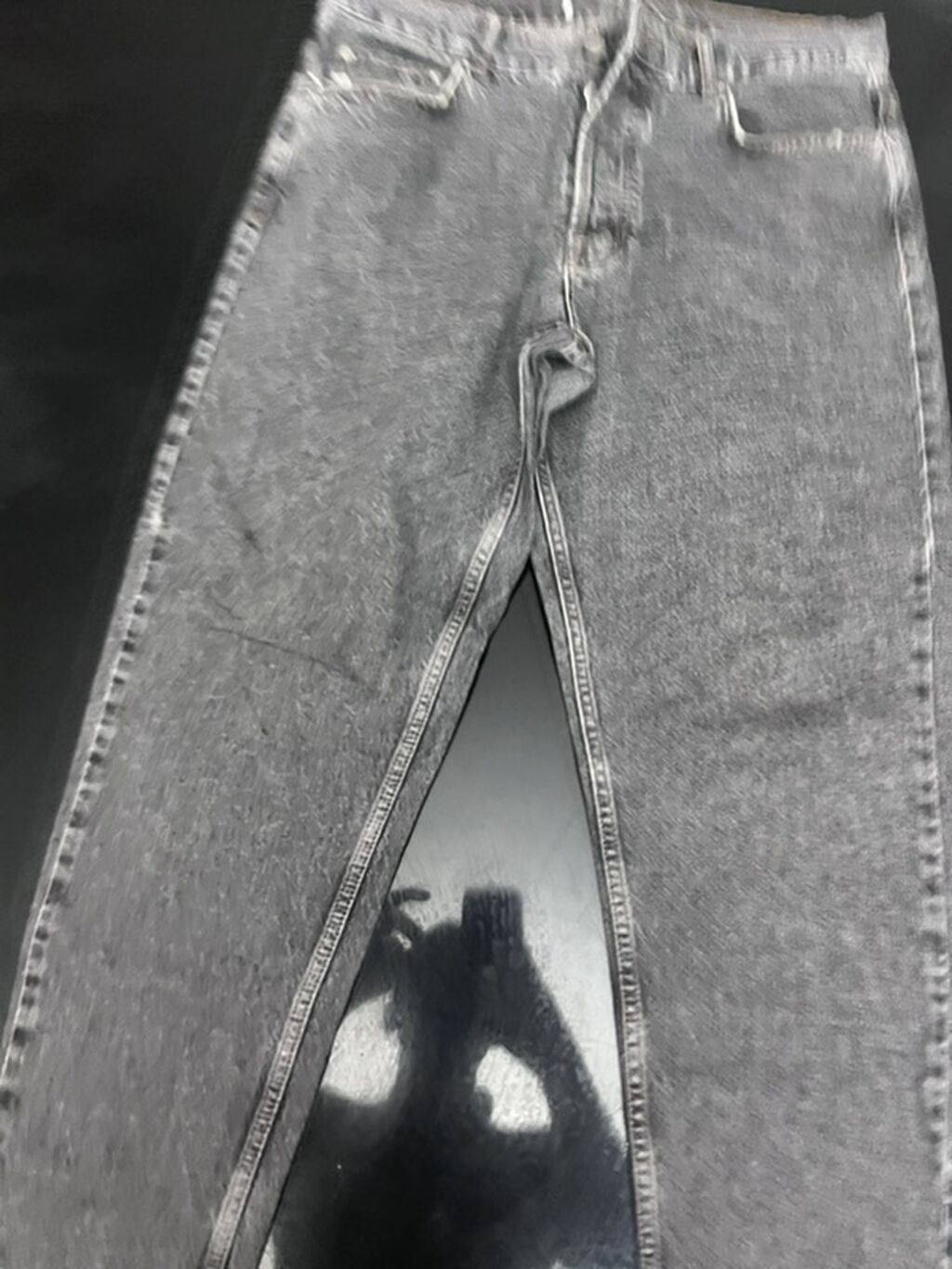 Boz baggy cins şalvar (yeni) - Rəng: Tünd boz/acid-wash effekti — Jins, Bakı (2)