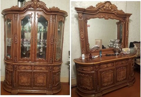 Klassik üslubda massiv ağacdan hazırlanmış qonaq otağı mebel dəsti — Masazır