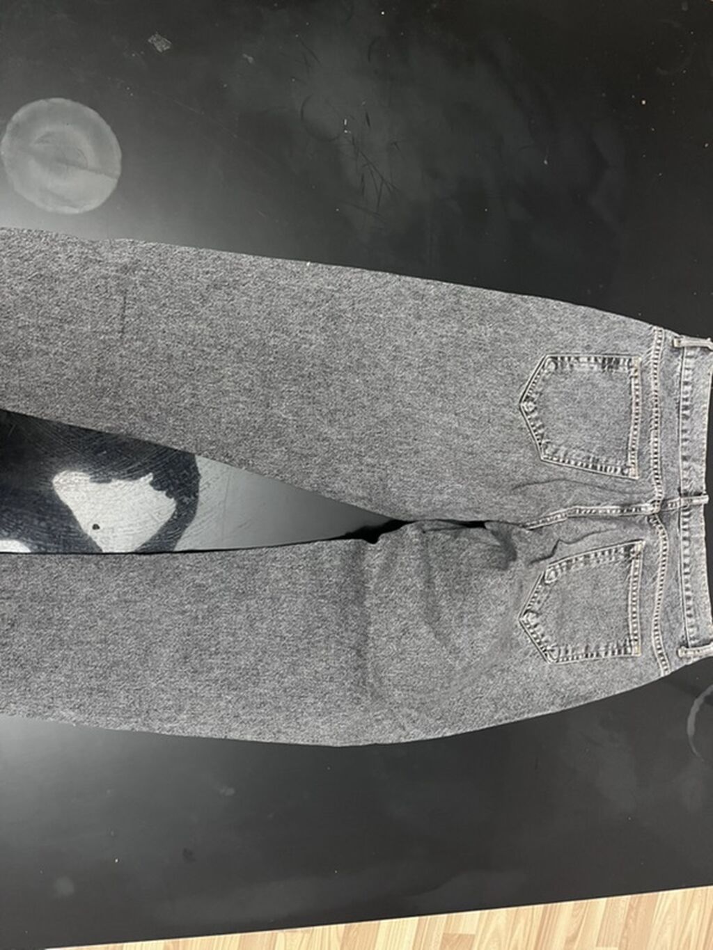 Boz baggy cins şalvar (yeni) - Rəng: Tünd boz/acid-wash effekti — Jins, Bakı (4)