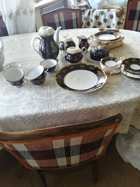 Çay dəsti, rəng - Göy, Farfor — Bakı