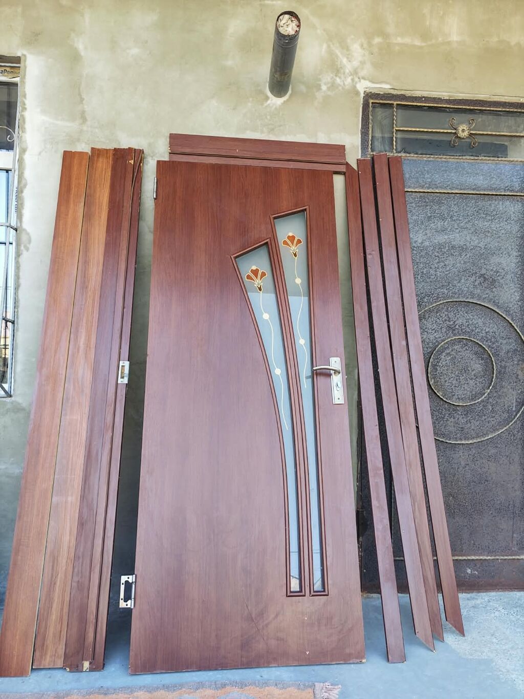 Otaq qapısı dəsti - Material: taxta əsaslı, tünd qəhvəyi rəngli örtük — Pəncərələr, qapılar, balkonlar, Digah (3)
