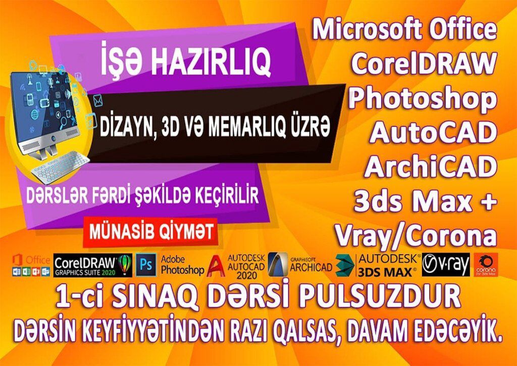 Dizayn, ofis, memarlıq üzrə işə hazırlıq — Təlim, kurslar, Bakı
