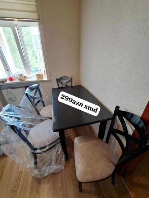 Mətbəx üçün masa və 4 stul dəsti - Dəst: 1 ədəd düzbucaqlı masa + 4 — Mehdiabad